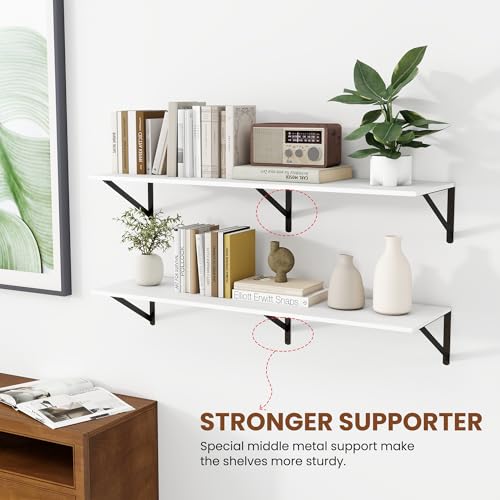 40W x 12D Deep Floating Shelves Set of 2 White (2 Count)
