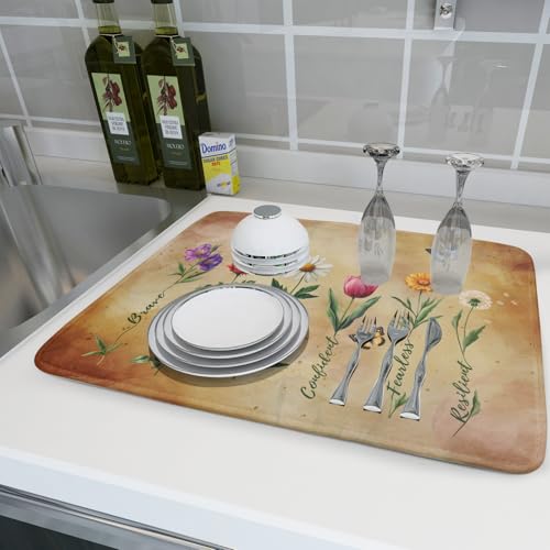Inspirational Flower Dish Drying Mat