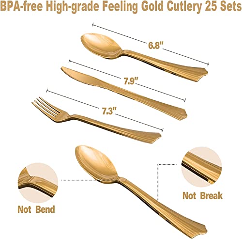 Blue Gold Paper Plates Set (175 Count)