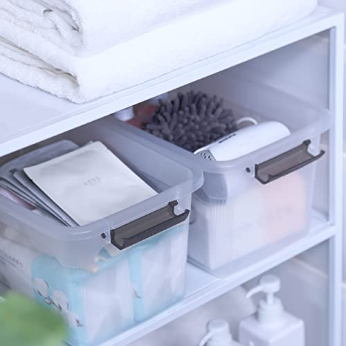 4 Packs 8.5 QT Storage Bins with Lids Clear Plastic Bins with Grey Handle Stackable Storage Containers for Organizing (4 Count)
