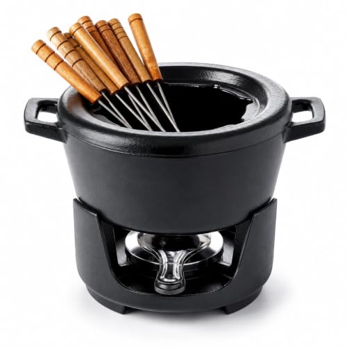 Nori 2 Quart Round Enameled Cast Iron Fondue Pot Set
