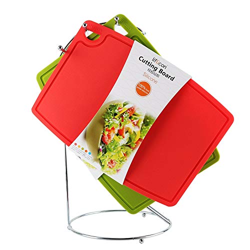Thick Cutting Boards for Kitchen Silicone Chopping Board Set of 2 Mid 12.6'' x 9.1”