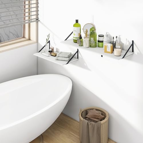 36W x 12D Deep Floating Shelves Set of 2 White