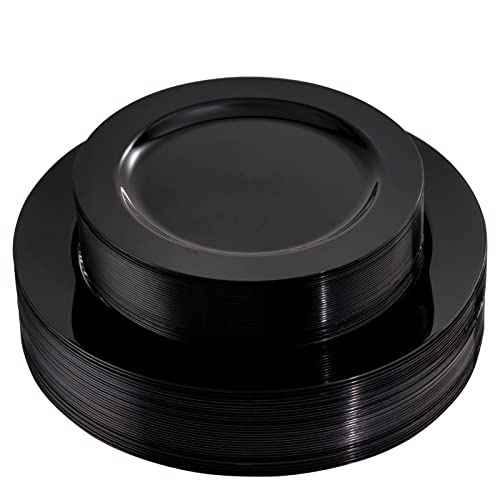 60PCS Black Plastic Plates (60 Count)