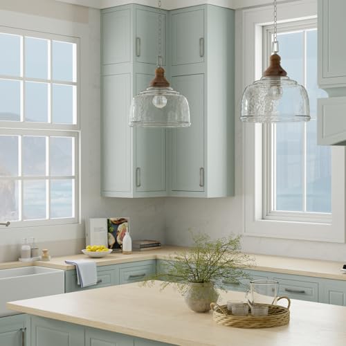 Capital Lighting 330318YG Julian Coastal Style Clear Organic Rippled Glass Dome Pendant