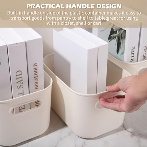 10 Pcs White Plastic Storage Bins 10 x 7 x 6 Inch (10 Count)