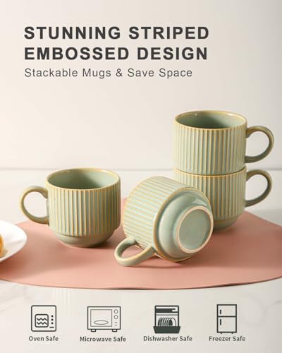 Ceramic Coffee Mugs Set of 4 with Rack (4 Count)