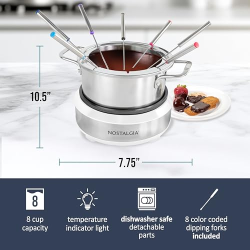 8 Cup Electric Fondue Pot Set for Cheese & Chocolate