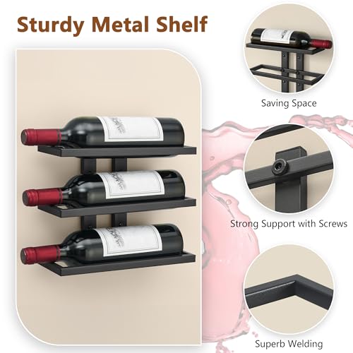 3 Tier Wall Mount Wine Rack (3 Count)
