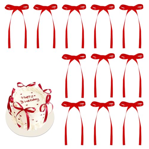 30 Pack Red Ribbon Bows for Cake Bow Cake Toppers (30 Count)