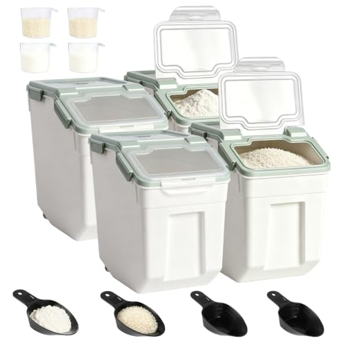 50 lb Large Food Grade Container for Rice Flour Sugar (4 Count)