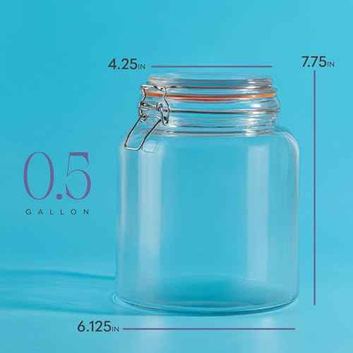 Half Gallon Glass Large Mason Jars with Airtight Lid (4 Count)