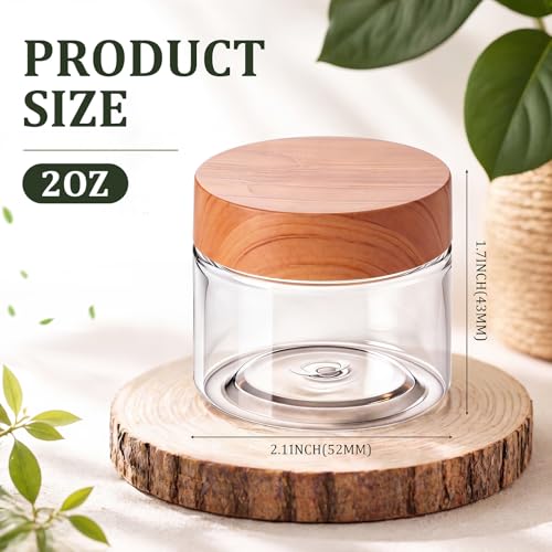 6 Pack 2 oz Plastic Jars Containers with Lids Wide (6 Count)
