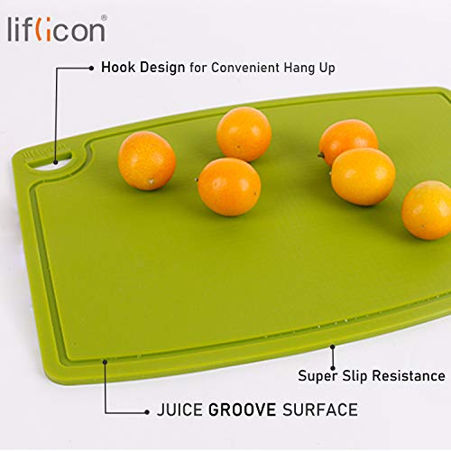 Thick Silicone Cutting Board 12.6'' x 9.1'' Juice Grooves Easy Grip Handle Dishwasher Safe