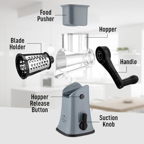 Rotary Cheese Grater Manual Hand Crank 5 Blade Shredder