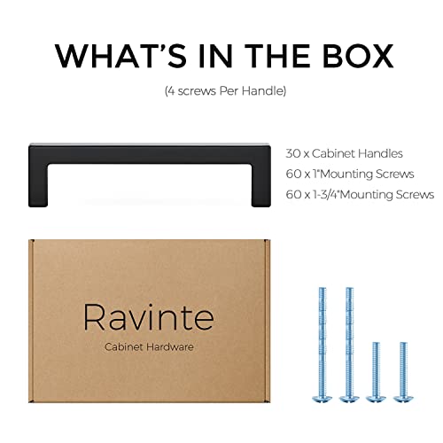 Matte Black Cabinet Handles Solid Cabinet Pulls (30 Count)