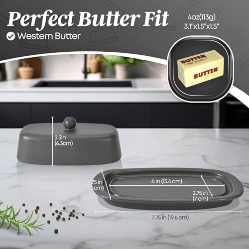 Standard Ceramic Butter Dish with Lid for Countertop