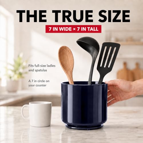 Plastic Large Rotating Navy Blue Kitchen Utensil Holder Countertop Caddy