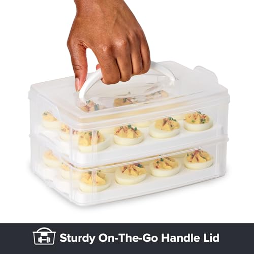 2-Layer, 24 Eggs) Plastic Detachable Deviled Egg Carrier Storage