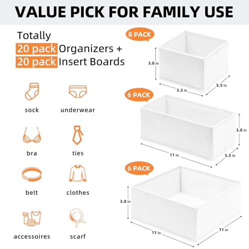FAMILY PACK】Drawer Organizer Clothes (20 Count)