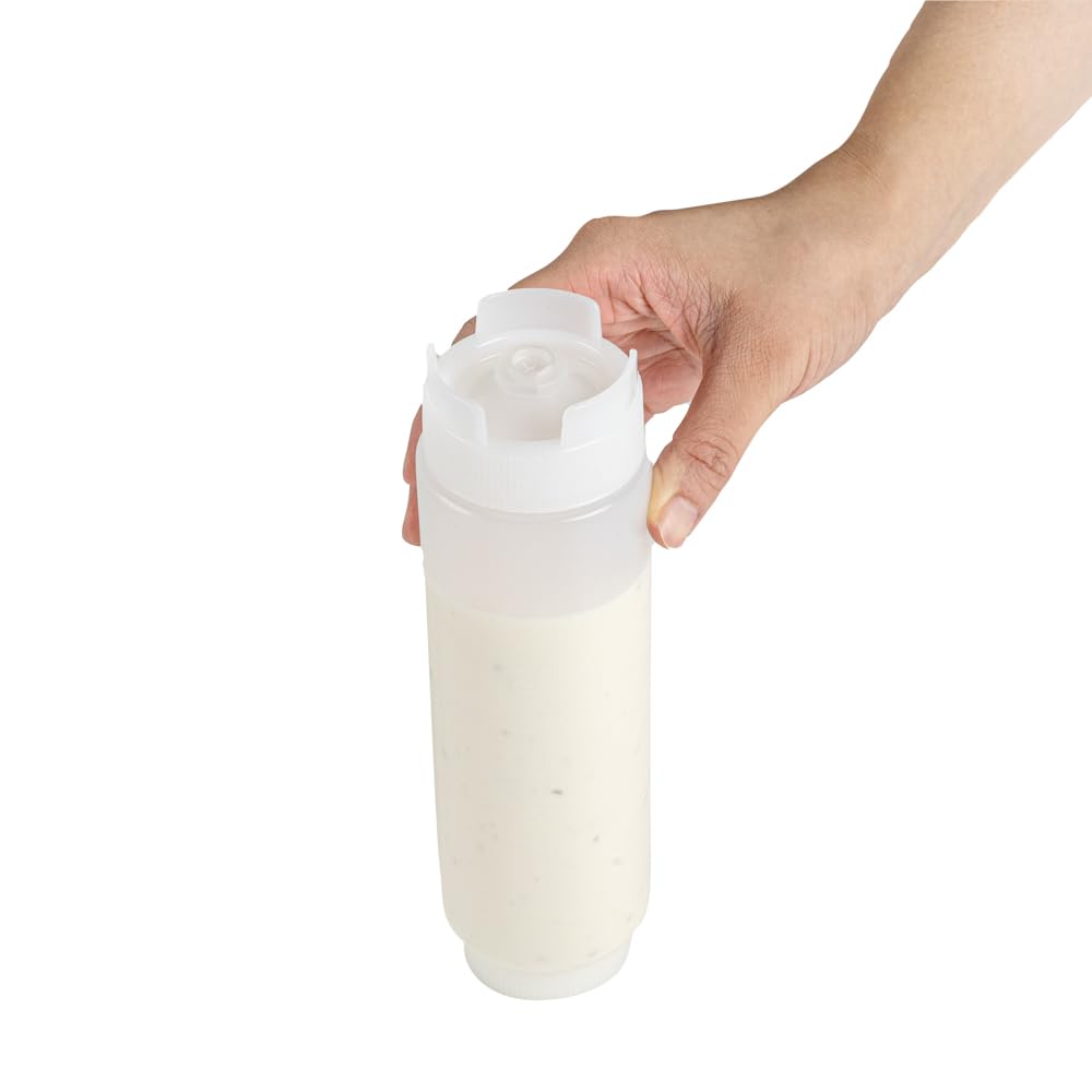 First In First Out 16 Ounce Condiment Squeeze Bottle 6 Refillable Lid FIFO Squeeze Bottle (6 Count)