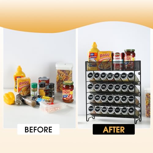Spice Rack Organizer with 28 Spice Jars