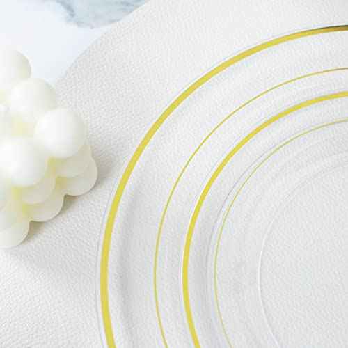 60 Pcs Clear Gold Plastic Plates (30 Count)