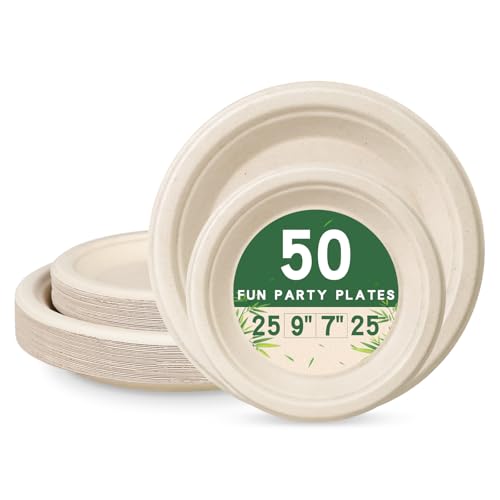 Compostable Paper Plates (50 Count)
