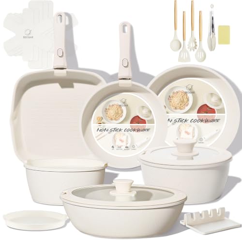 24PCS Ceramic Pots and Pans Set (24 Count)