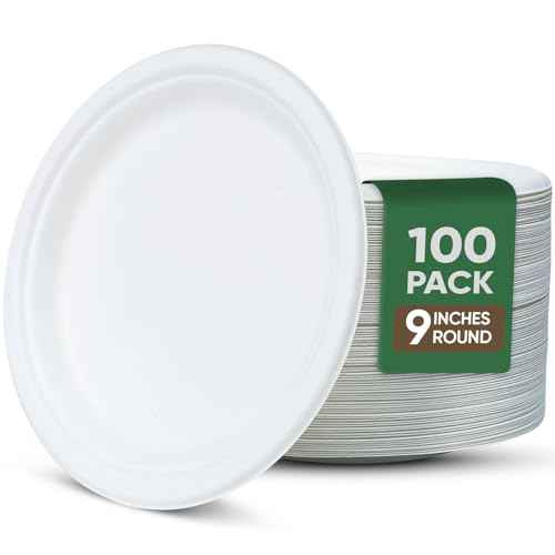 Heavy Duty Disposable Paper Plate 9 inch (100 Count)