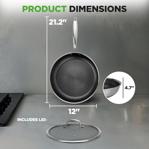 12" Stainless Steel Frying Pan with Lid
