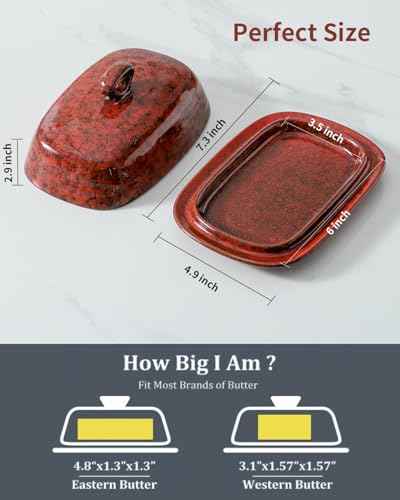 Butter Dish with Lid for Countertop and Refrigerator