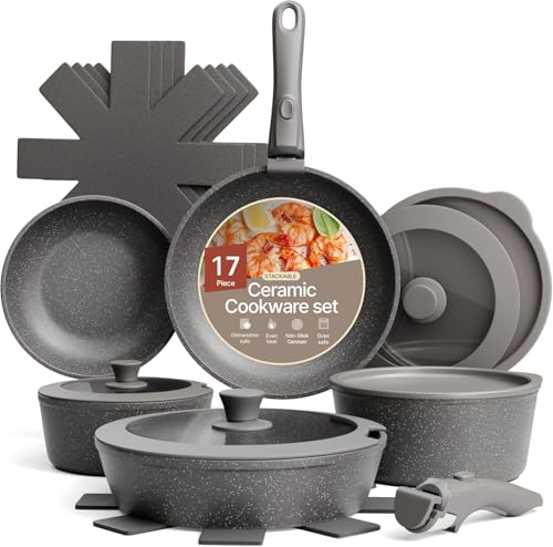Bakken 17 Piece Ceramic Coated Aluminum Cookware Set (17 Count)