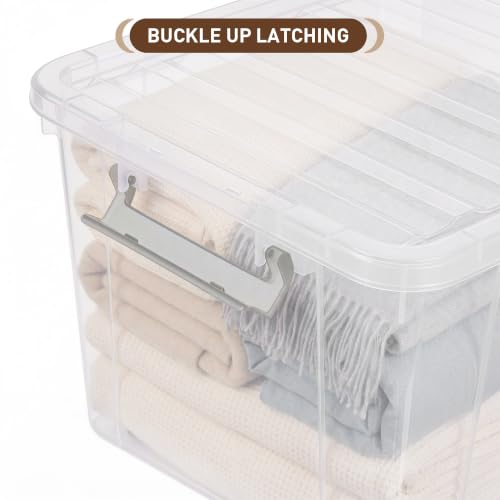 69 QT Plastic Storage Bins with Latching Lids Stackable Storage Containers for Organizing Large Clear Storage Box for Garage (4 Count)