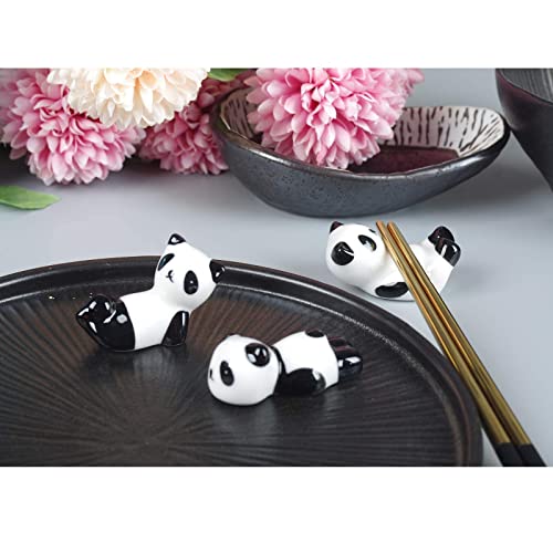 YEYILILINHONG 6PCS Cute Ceramic Panda Chopsticks Rest Rack Stand Holder for Chopsticks (6 Count)