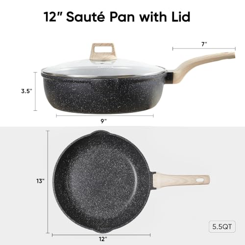 12 Inch Nonstick Deep Frying Pan with Lid