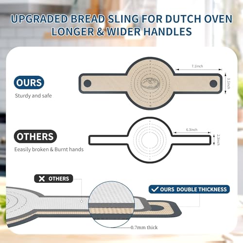 2 Pcs Silicone Bread Sling for Dutch Oven Liners Silicone Baking Mat [Non
