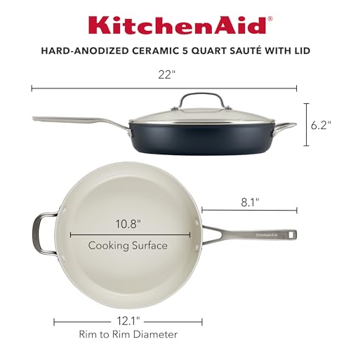 Hard Anodized Ceramic Nonstick Saute Pan with Lid