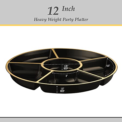 6 Sectional Round Plastic Serving Tray (8 Count)
