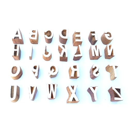 Alphabet Wooden Block Printing Stamps (25 Count)