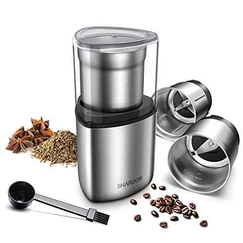 Electric Coffee Grinder Herb Blade Grinder Spices Grinder with 2 Removable Stainless Steel Bowls