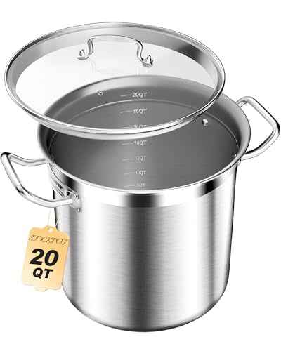 Stainless Steel 20 Quart Stockpot with Tempered Glass Lid