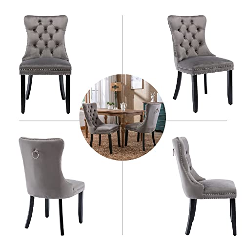 Grey Velvet Dining Chairs Set of 2 (2 Count)