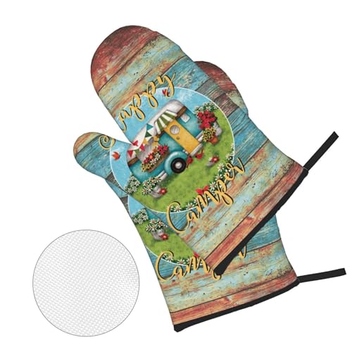 Happy Camper Oven Mitts and Pot Holders Sets of 4