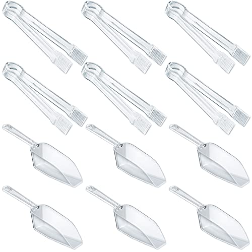 12 Pcs Plastic Mini Candy Buffet Scoops and Serving Tongs Set (12 Count)
