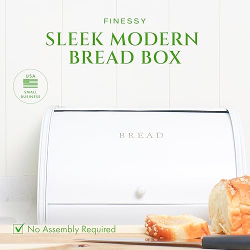 White Bread Box for Kitchen Countertop Airtight