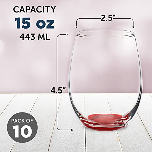 Stemless Wine Glasses in Bulk by ARC Perfection (10 Count)
