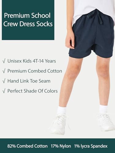Unisex Kids Boys Girls Soft Cotton School Socks 8 (6 Count)