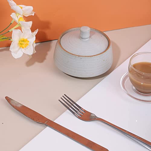 Small Kitchen Ceramic Canister Storage Jar with Lid White