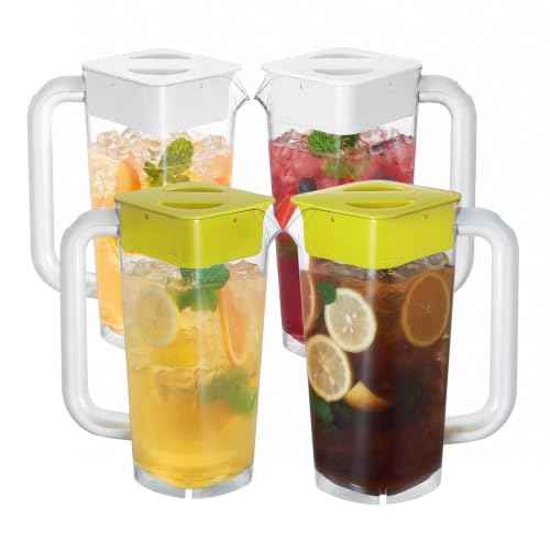 4 Pack 2L 68 oz Plastic Pitcher with Lid & Handle
